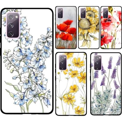 Red Poppy Iris Lavender Case For Samsung Galaxy S20 FE S21 Ultra S9 S8 S10 Plus Note 10 Note 20 Ultra Back Cover