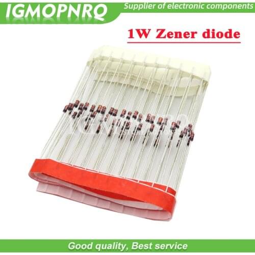 100pcs 1W Zener diode DO-41 3V 3V3 3V6 3V9 4V3 4V7 5V1 5V6 6V2 6V8 7V5 8V2 9V1 10V 11V 12V 13V 15V 1N4733A 1N4742A 1N4728A