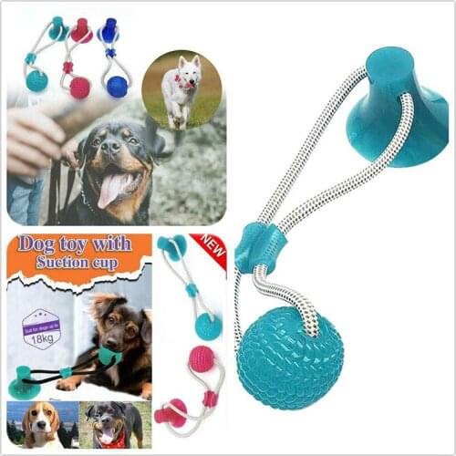 Dog Tooth Cleaning Chewing Supplies Dog Toys Pet Puppy Interactive Suction Cup Push TPR Ball Toys Molar Bite Toy Elastic Ropes