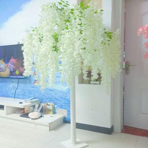 Elegant White Artificial Silk Flower Tree Simulation Wisteria Douhua Trees For Wedding Stage Aisle Runner Decoration