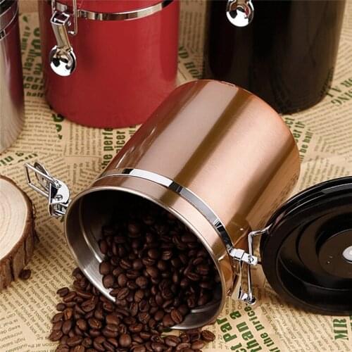 Stainless Steel Airtight Sealed Canister Coffee Flour Sugar Container Holder Can Storage Bottles Jars For Coffee Bean