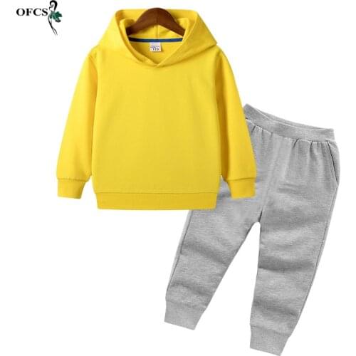 Childrens Clothing New 2-12Y Sets Autumn Boys Girls Hoodie And Pants 2Pcs Suits Teenager Sports Leisure Hooded Sweatshirt Suits