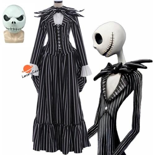 Movie The Nightmare Before Christmas Jack Skellington Cosplay Costumes Outfits Dress Coat Carnival Party Xmas Clothes Men Women