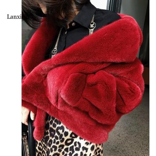 New Arrival Winter Fluffy Thick Warm Faux Fox Fur Coat Women Long Sleeve Black Brown Fake Fur Jacket Outerwear