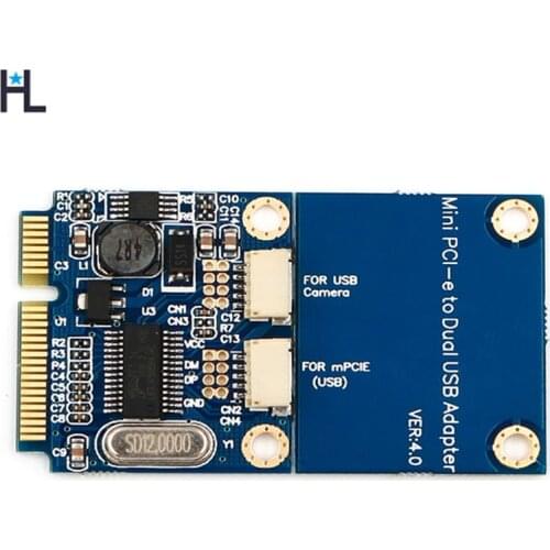 Mini PCIe Pci-e to Dual USB Adapter MPCIE to Usb2.0 Ports 5 Pin Converter Card for Full/half Height Mini Card no driver