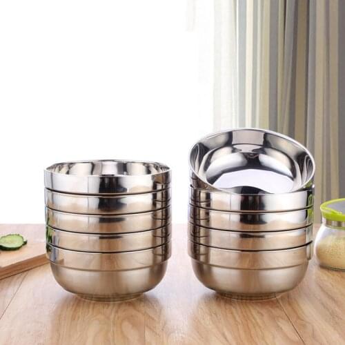 Double Wall Stainless Steel Mixing Bowls Hot Insulation Bowl For Students High Grade Tableware