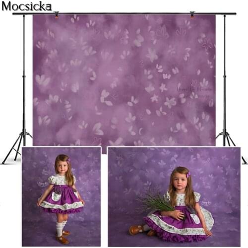 Mocsicka Purple Floret Photography Background Hand Drawn Style Dream Flowers Backdrop Child Portrait Decoration Props Studio