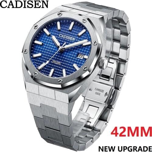 CADISEN New 42MM All Automatic Mechanical Watches men Business Fashion 100M Waterproof Men watch Sapphire Luminous Date Watches