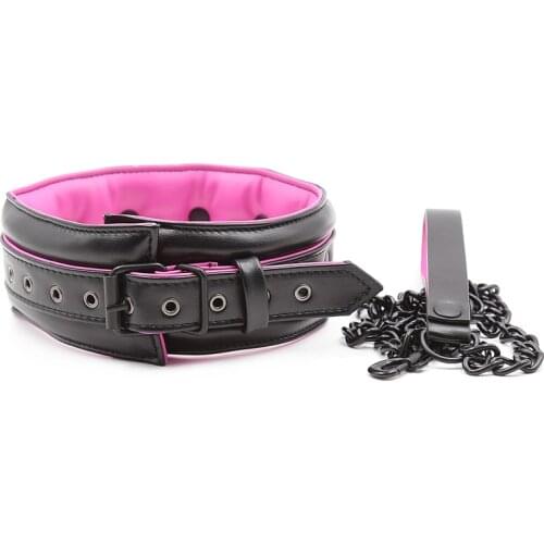 Bdsm Collar Leather And Iron Chain Link Sex Toys For Woman Bdsm Fetish Bondage Sex Neck Collar Necklace SM Toys Couples Games