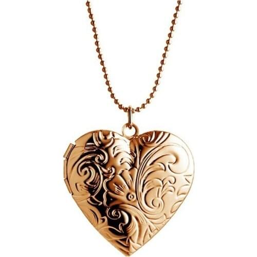 Hyperbole Necklaces Rose Gold Color Vintage Photo Box floating Big Heart locket Necklace Fashion Jewelry MKA1015