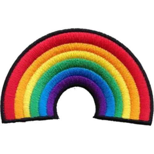 Custom Embroidery Rainbow Sew On / Iron On Patch Badge Embroidered Fabric Applique Welcome to customize with your logo design
