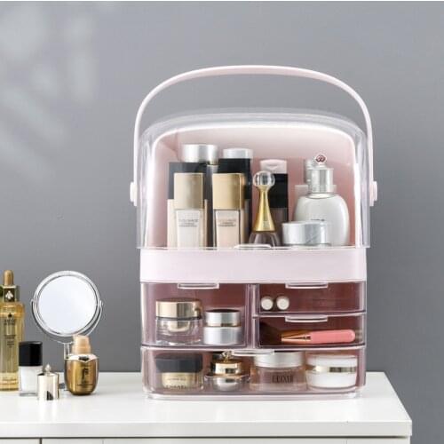 Transparent Cosmetics Storage Box Portable Drawer Separat Makeup Organizer Waterproof Desktop Skin Care Products Storage Case