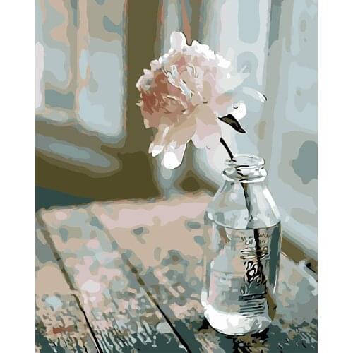 Frame White Flowers DIY Painting By Numbers Modern Wall Art Picture Home Wall Decor for Living Room Artwork 40x50
