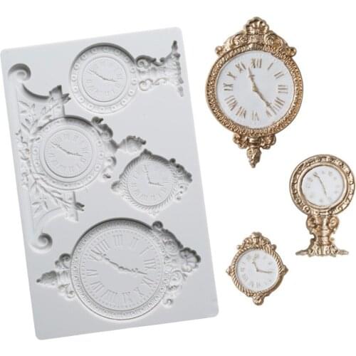 DIY Clock Silicone Molds For 3D Crafts Fondant Cake Tool Watch Cupcake Decorating Tools Molds For Baking Supply K517