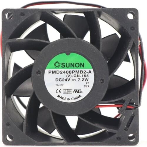 SUNON PMD2408PMB2-A 80x80x38mm 74.5CFM 24VDC 7.2W 0.3A Dual Ball Bearing Fan