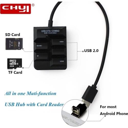 CHYI Usb 2.0 OTG Hub Multi 4 Port Micro Usb 2.0 Hab Splitter With SD/TF Card Reader Computer Accessories For Android Smartphone