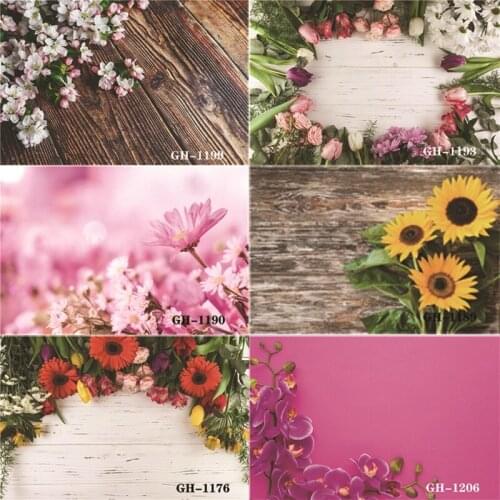 Vinyl Custom Photography Backdrops Prop Flower and Wooden Planks Photography Background #0133