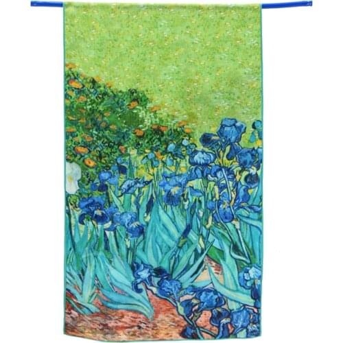 Yilijin 100% Natural Silk Scarf for Women Vincent Van Gogh Famous Oil Paints Printed Art Silk Shawl and Wrap 160x45cm