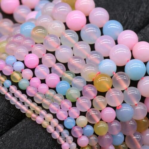 Jewelry Accessories Stone Spacer Beads 6/8/10mm Colorful Pink Natural Morgan Agates Stone Beads DIY Making for Bracelet Necklace