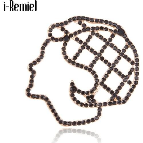 Original Design Brooches for Women Female Simple Fashion Korean Black Crystal Rhinestone Pins Scarf Buckle Corsage Accessories