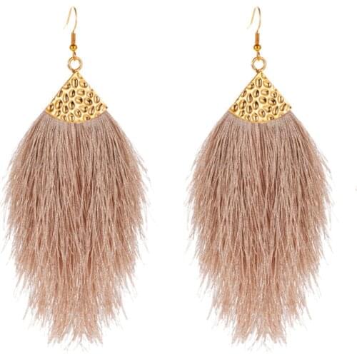 2019 New Arrive Fashion Boho Earrings For Women Temperament Fluffy Feather Dangle Pendant Statement Jewelry Ear Accessories