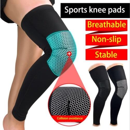 1PCS Anti-Slip lengthen Knee Pad Long Leg Sleeve Bandage Compression Knee Brace Running Sports Warmth Leg Elastic Knee Protector