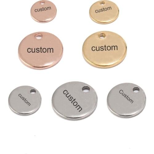 100pcs Gold/Rose Gold 6mm/8mm/10mm Stainless Steel Blank Stamping Dog Tags Charms Personalized with Any Words