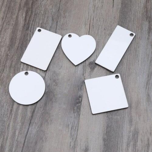 40GB 12Pc DIY Sublimation Wooden Hard Board Key Rings Double Printable White Blank MDF Key Chain Heat Transfer Jewelry Making