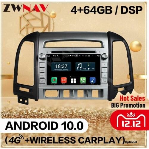 128GB 2 Din For Hyundai Santa Fe 2012 2013 2014 2015 Android 10.0 Screen Player Audio Radio GPS Navigation Head Unit Auto Stereo
