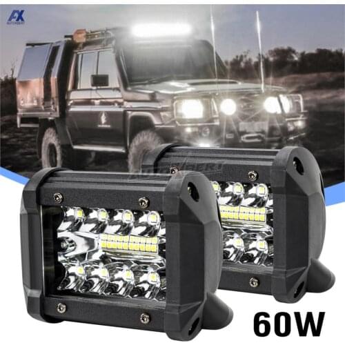 2pcs Car LED Bar Worklight 60W Offroad Work Light 12V Spot Lighting Lamp 4x4 LED Tractor Headlight Bulbs Spotlight Truck ATV UTV