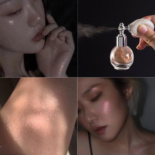 4 Colors Glitter Highlighter Powder Spray Brighten Natural Shiny Makeup Highlight Body Glow Powder Squeeze Airbag Cosmetics