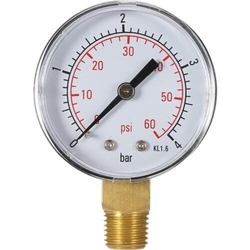 50mm 0~60psi 0~4bar Pool Filter Water Pressure Dial Hydraulic Pressure Gauge Meter Manometer 1/4NPT Thread
