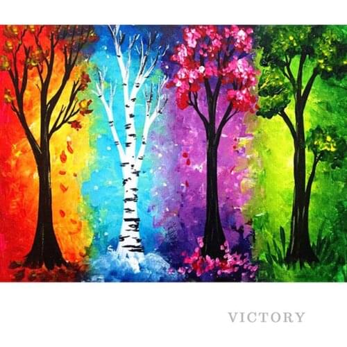 5D Diy Diamond Painting Colorful Trees 3D Diamond Embroidery Season Landscape Full Square Diamond Cross Stitch Mosaic Home Decor