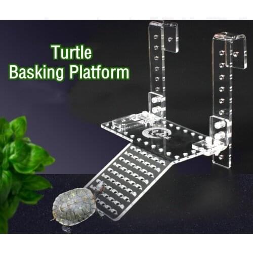 Acrylic Turtle Basking Platform Hanging Tortoise Resting Terrace Reptile Climbing Ladder Terrarium Landscaping S/L