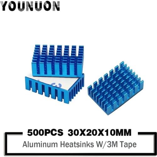 500PCS 30*20*10mm Aluminum Heatsink Radiator Heat Sink Cooling For Electronic Chip IC 3D printer Raspberry PI with 3M Tape