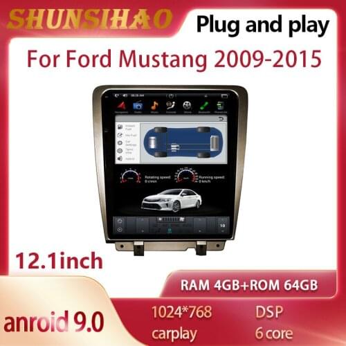 ShunSihao Car Radio Tesla style For Ford Mustang 2009-2015 CarPlay Android auto Multimedia Player navigation Stereo head unit