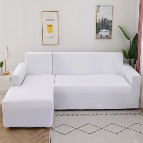 Gray/White Color Elastic Corner Sofa Covers for Living Room Stretch Cotton Sofa Towel L-shape Couch Slipcover 1/2/3/4 Seater