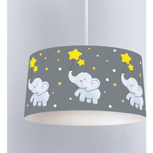 Lamp For Kids Bedrooms Light Chandelier for Living Room Childrens Room Elephant and Yellow Stars Gray Model 046