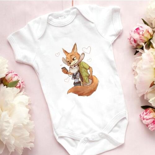 Disney Zootopia Nick the Fox Judy the Rabbit Fashion Newborn Jumpsuit Graphic Infant Romper Leisure Baby Bodysuits