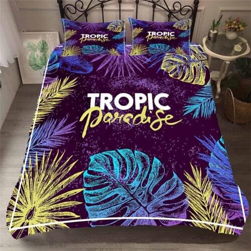 A Bedding Set 3D Printed Duvet Cover Bed Set Tropical Green Plant Home Textiles for Adults Bedclothes with Pillowcase #RDZW17