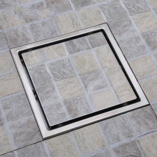 Square Shower Floor Drain with Tile Insert Grate - Sus304 Stainless Steel , 6-inch , Multipurpose ,Invisible Look or Flat Cover