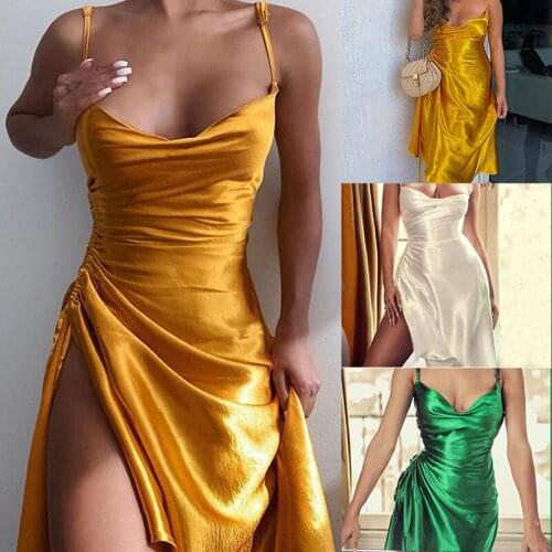 Summer Dress Womens Clothing 2021 Sling Slit Drawstring Y2K Dresses Wrap Chest Midi Dress For Woman Robe Femme Vestido De Mujer