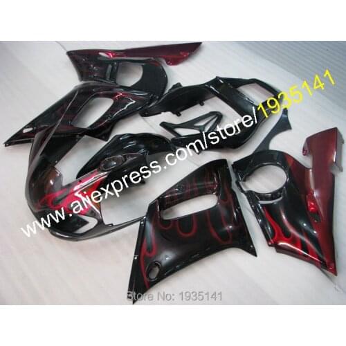 Hot Sales,YZFR6 red Flames For Yamaha fairings YZF R6 98 99 00 01 02 YZF-R6 Motorbike Parts Aftermarket Kit (Injection molding)