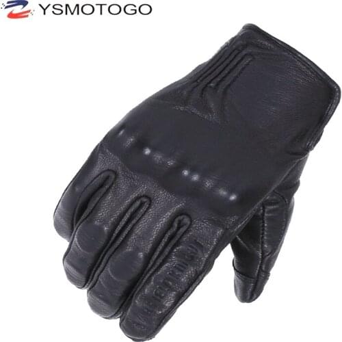 Retro Pursuit Real Leather Motorcycle Gloves Touch Screen Men Women Motocross Waterproof Electric Bike Gloves Moto Glove