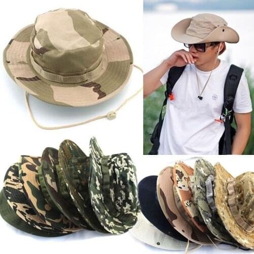 Outdoor Boonie Hat Wide Brim Breathable Safari Fishing Hats UV Protection Foldable Military Hat Climbing Summer Hats Caps