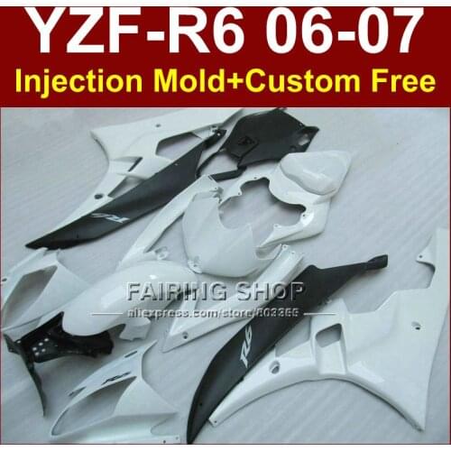 RYB Custom motorcycle white black fairing kits for YAMAHA YZFR6 2006 2007 fairings set YZF1000 YZF R6 06 07 ABS bodyworks W8K