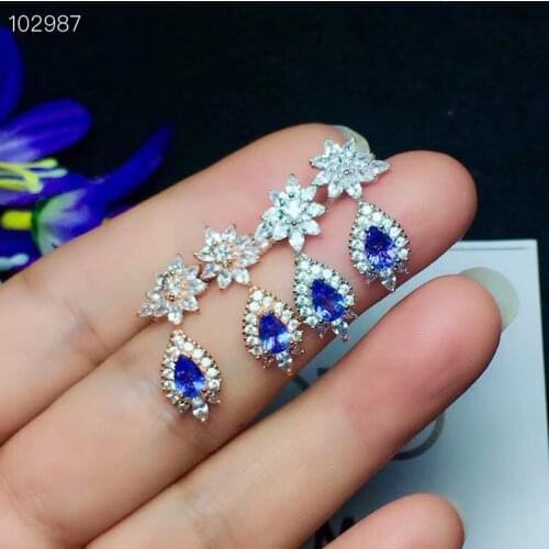 New Arrival Real and Natural Tanzanite Earring 925 sterling silver Fine jewelry Natural and Real Tanzanite Earring