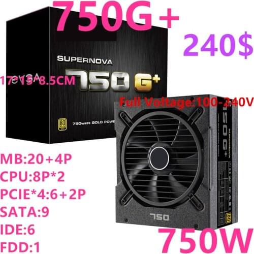 New PSU For EVGA Brand Full Module 80PLUS Gold Game Mute Power Supply 750W/650W Power Supply 750G+ 650G