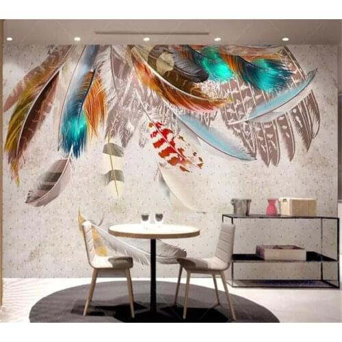 Beibehang papel de parede Custom wallpaper 3d mural retro american fashion color feather texture art sofa background wall paper