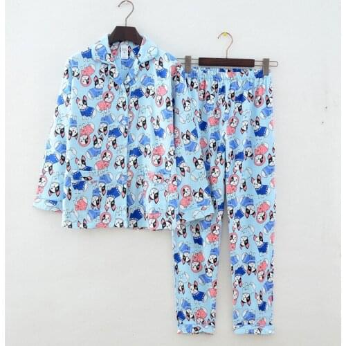 Tony&Candice Girls Pajamas Cotton Cartoon Cute Pajama Set For Women Soft Long Sleeve Nightgown Lounge Female Homewear Ladies